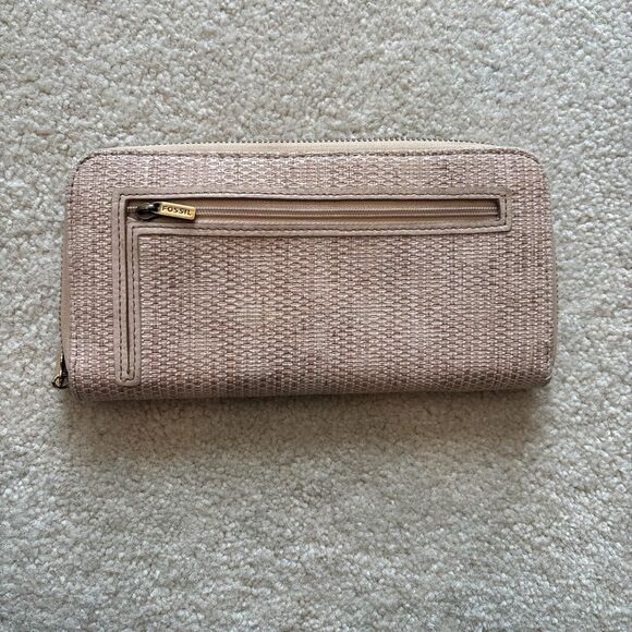 Fossil Beige Zip-Around Wallet | Women’s Leather Wallet - Picture 2 of 3